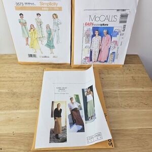 Set 3- Vintage Assorted Garment Sewing Patterns McCalls Simplicity Pajamas Skirt
